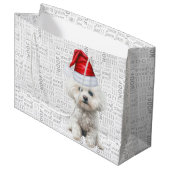Grand Sac Cadeau Drôle Noël Chien Coton de Tulear Vacances (Devant Angle)