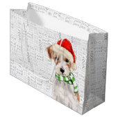 Grand Sac Cadeau Drôle Noël Jack Russell Terrier Chien (Devant Angle)