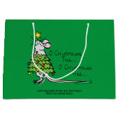 Grand Sac Cadeau Drôle Noël mignon Souris Arbre Cartoon (Devant)