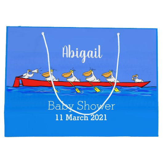 Grand Sac Cadeau Drôle pélicans rameurs dessin animé (Dos)