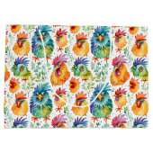 Grand Sac Cadeau Drôle Whimsical Poulets colorés Anniversaire (Dos)