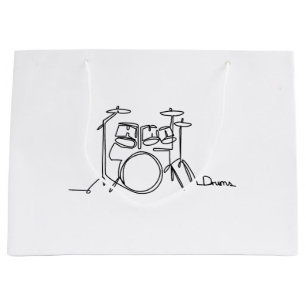 Grand Sac Cadeau Drummer Music Design Drums One-Line