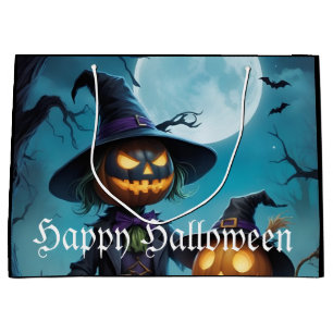 Grand Sac Cadeau Duo Citrouille éffrayant d'Halloween