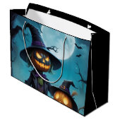 Grand Sac Cadeau Duo Citrouille éffrayant d'Halloween (Dos Angle)