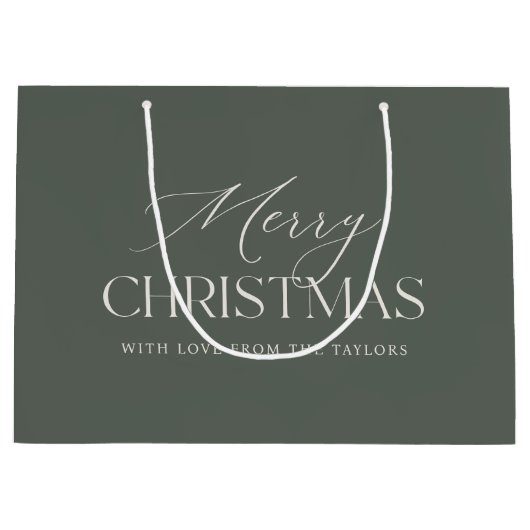 Grand Sac Cadeau Dusty Spruce Green Fêtes de Noël personnalisées (Devant)