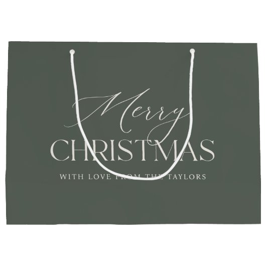 Grand Sac Cadeau Dusty Spruce Green Fêtes de Noël personnalisées (Dos)