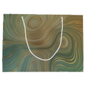 Grand Sac Cadeau Earthy Olive Strata | Agate d'encre verte et dorée (Dos)