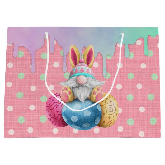 Grand Sac Cadeau Easter Gnome Polkadot Eggs Icing Drips (Devant)