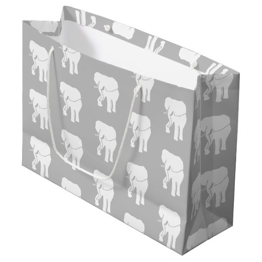 Grand Sac Cadeau Échange Cadeau Eléphant Blanc Cute Jeu de Noël (Devant Angle)