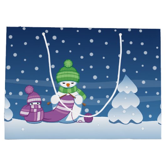 Grand Sac Cadeau Écharpe Tricot Snowman (Dos)