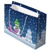 Grand Sac Cadeau Écharpe Tricot Snowman (Devant Angle)