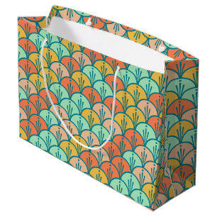 Grand Sac Cadeau Echelle de poisson géométrique moderne et colorée