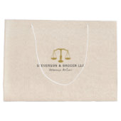 Grand Sac Cadeau Echelle de texture de lin beige et de justice d'or (Dos)