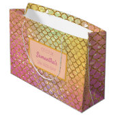 Grand Sac Cadeau Échelles de sirène d'anniversaire parties scintill (Dos Angle)