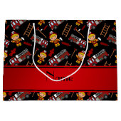 Grand Sac Cadeau Échelles noires nommées personnalisées de camions (Devant)