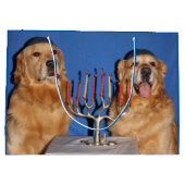 Grand Sac Cadeau Éclairage de Hanoukka Menorah de golden retriever (Dos)