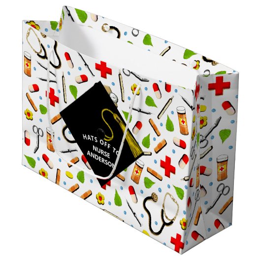 Grand Sac Cadeau École de soins infirmiers créative (Devant Angle)