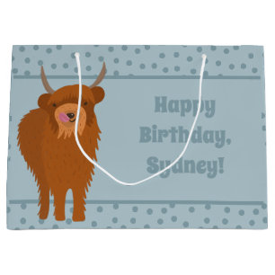 Grand Sac Cadeau Écossais Highland Cattle Cow Graphic Personnalisé