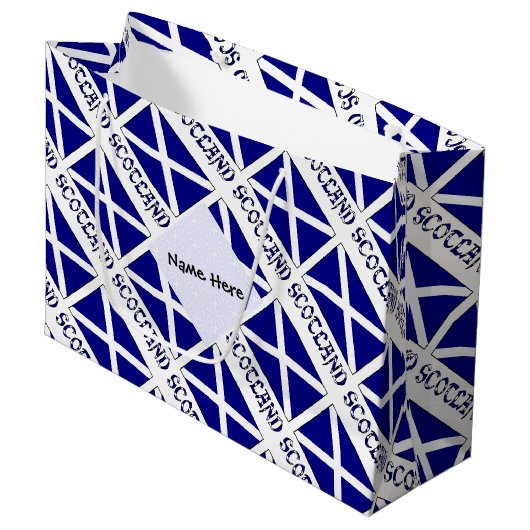 Grand Sac Cadeau Ecosse Drapeau écossais Carrelage personnalisation (Devant Angle)