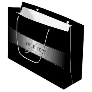 Grand Sac Cadeau Écriture de monogramme élégante et modifiable No