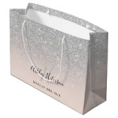 Grand Sac Cadeau Écriture de parties scintillant d'argent broyé mon (Dos Angle)