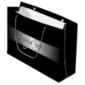 Grand Sac Cadeau Écriture élégante de monogramme modifiable | Noir (Devant Angle)