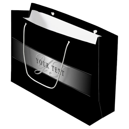 Grand Sac Cadeau Écriture élégante et modifiable de monogramme | No (Devant Angle)