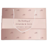 Grand Sac Cadeau Écriture mariage rose or monogramme deux initiales (Devant)