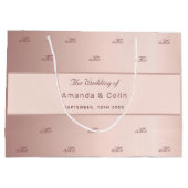 Grand Sac Cadeau Écriture mariage rose or monogramme deux initiales (Dos)