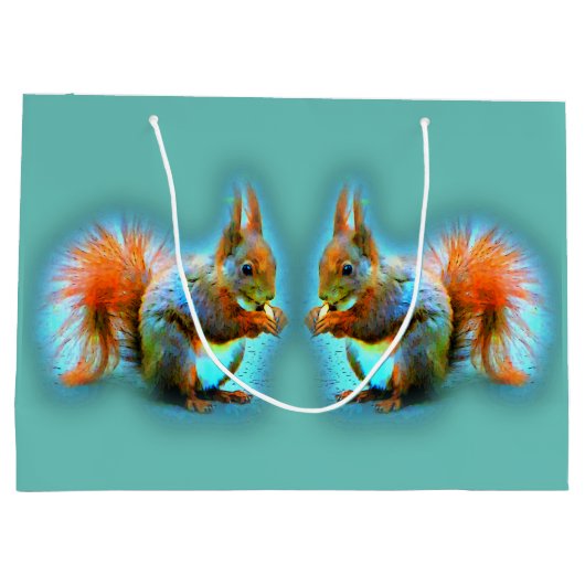 Grand Sac Cadeau Écureuil au style moderne (Dos)