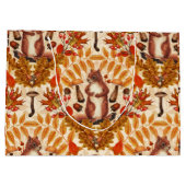 Grand Sac Cadeau Écureuil d'automne sur blanc (Dos)