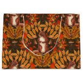 Grand Sac Cadeau Écureuil d'automne sur brun foncé (Devant)