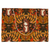 Grand Sac Cadeau Écureuil d'automne sur brun foncé (Dos)