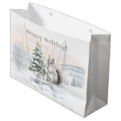 Grand Sac Cadeau Écureuils dans la forêt hivernale (Devant Angle)