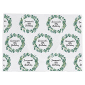 Grand Sac Cadeau Eeucalyptus vert d'anniversaire nom script (Dos)