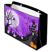 Grand Sac Cadeau éffrayant Halloween scène ajouter nom (Dos Angle)