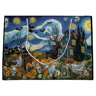 Grand Sac Cadeau Éffrayante nuit-Halloween Ghoost Crâne hantée Mais