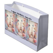 Grand Sac Cadeau Eiffel Tower Butterflies and Flowers Birthday (Dos Angle)