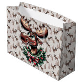 Grand Sac Cadeau Élan en hiver (Dos Angle)