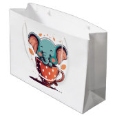 Grand Sac Cadeau Élégance de l'éléphant (Dos Angle)
