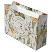 Grand Sac Cadeau Élégance hivernale chaude : aquarelle Monogramme (Devant Angle)