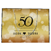 Grand Sac Cadeau Élégant 50e anniversaire de Mariage d'or (Dos)