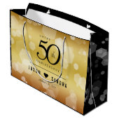 Grand Sac Cadeau Élégant 50e anniversaire de Mariage d'or (Dos Angle)