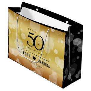 Grand Sac Cadeau Élégant 50e anniversaire de Mariage d'or