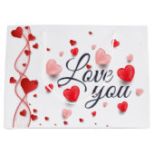 Grand Sac Cadeau Élégant Aimez-vous pour la Saint-Valentin (Devant)