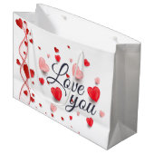 Grand Sac Cadeau Élégant Aimez-vous pour la Saint-Valentin (Devant Angle)