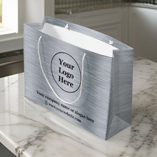 Grand Sac Cadeau Élégant argent métallique