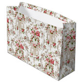 Grand Sac Cadeau Élégant Arrière - plan Floral-Blanc Rococo (Dos Angle)