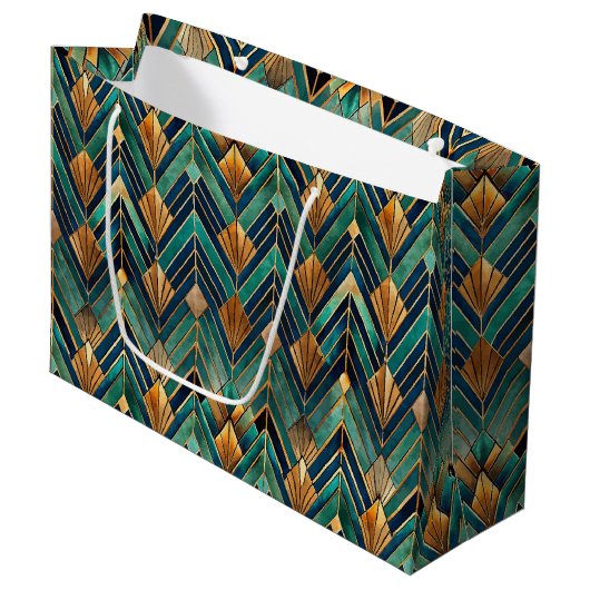 Grand Sac Cadeau Elegant Art Deco tiled pattern  (Devant Angle)