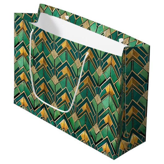 Grand Sac Cadeau Elegant Art Deco tiled pattern (Devant Angle)